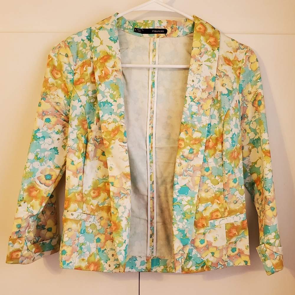 Maurices Floral Open Front Blazer
